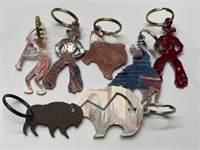 (7) Metal Western & Southwest Themed Key Rings