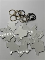 (14) Metal White Texas Themed Key Rings