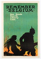 REMEMBER BELGIUM WWI PROPAGANDA POSTER