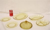 6 Pieces of Vintage Amber Glass Dishes