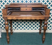 Antique Wooden Writing Desk W/ Turned Legs &