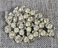 Vintage Costume Jewelry Brooch Clear Crystals
