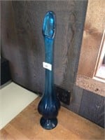 Vintage Blue Hand Blown Vase (23" Tall)