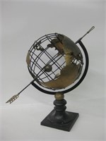 Vtg Metal Decor Globe On Stand - 22.5" Tall
