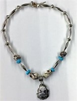 "Buffalo Stone" Sterling & Turquoise Necklace.