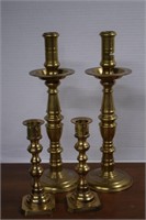 Two Sets Of Solid Brass Candle Sticks