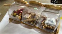 Glass jars with beads