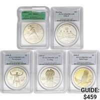 1992-2008 [5] Varied Silver Dollars ICG/PCGS
