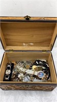 12x8x6in Wooden box with costume jewelry