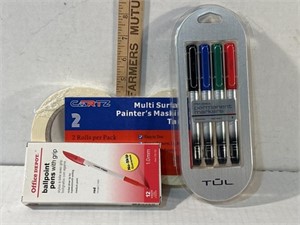 NEW Masking tape markers and ballpoint pens