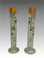 SET OF GLASS PAINTED VASES
