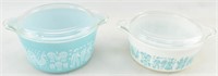 2 Pyrex Teal & White Amish Butterprint Dishes