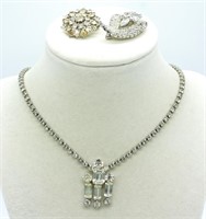 Vintage Rhinestone Necklace & Brooches