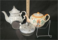 Vintage Tea Pots, Plate Stand, Silver Plated