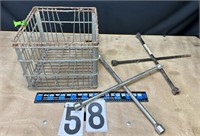 Metal milk crate & 2 Star tire wrenches
