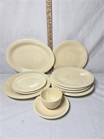 Tan Fiestaware Plates, Tea Cup & Saucer
