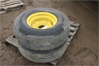 (2) Assorted 9.50-15 Tires on John Deere Rims