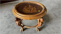 Inlaid Tray Top Tea Table with Carved Legs