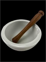 Porcelain Apothecary Mortar & Wooden Pestle