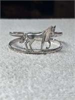 MEXICO STERLING SILVER HORSE CUFF BRACELET 2.25