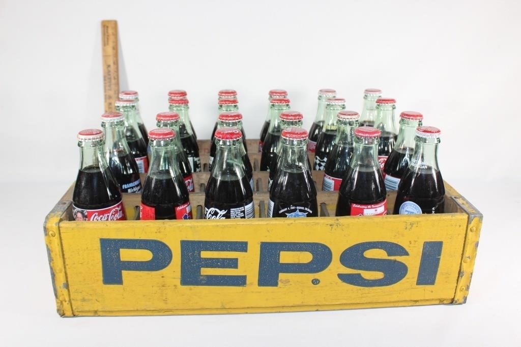 1966 Pepsi crate of Glass Coca Cola bottles