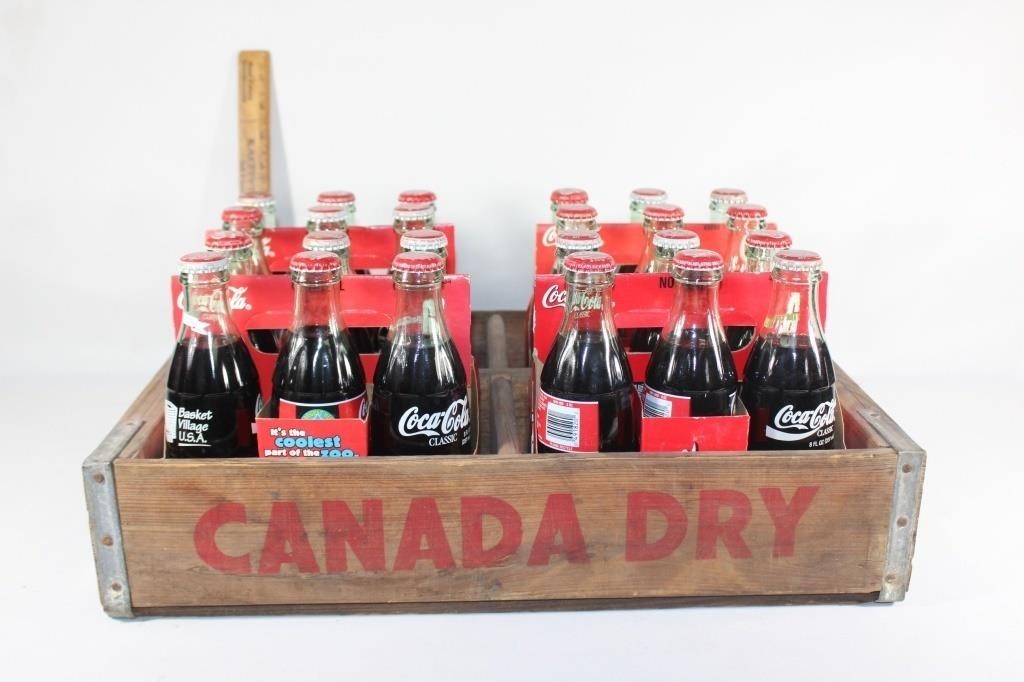 VTG Canada Dry crate with glass Coca Cola bottles