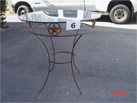 Tall iron bistro table, glass top