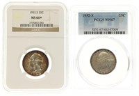 1952-S US WASHINGTON 25C SILVER COINS NGC & PCGS