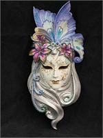 NIB Ceramic White Mardi Gras Mask Wall Hanging