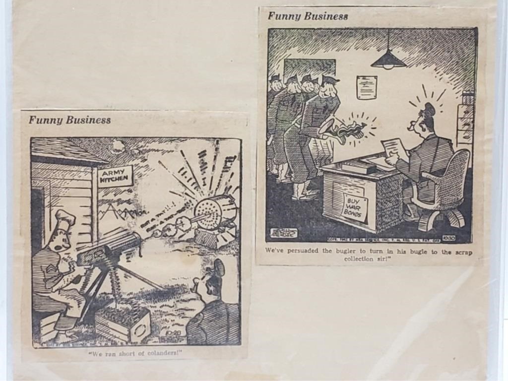 WW2 Era Cartoons Clipped from Newspapers