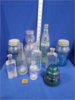 Milk bottle Blue Mason jars Blue insulator bottles
