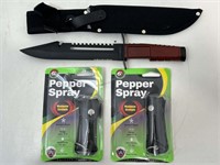 New Self Defense Pepper Spray and Fixed Blade