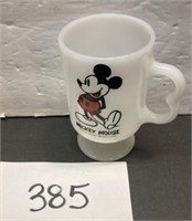 Vintage Mickey Mouse Glass Milk Cup