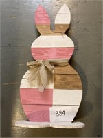 Pink & white wooden bunny 14x32