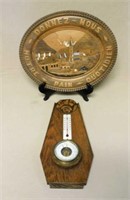 French Oak Barometer and Bread Tray.