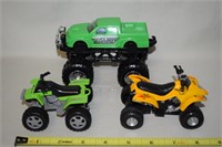 (3) Toy Vehicles w/Super 8 Racing Battery Op Quad