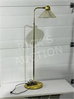 vintage brass & glass shade adjustable floor lamp