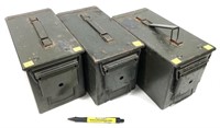 Lot, 3 metal ammo cans