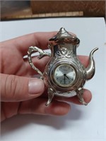 Timex Teapot Miniture Clock - Silver Tone