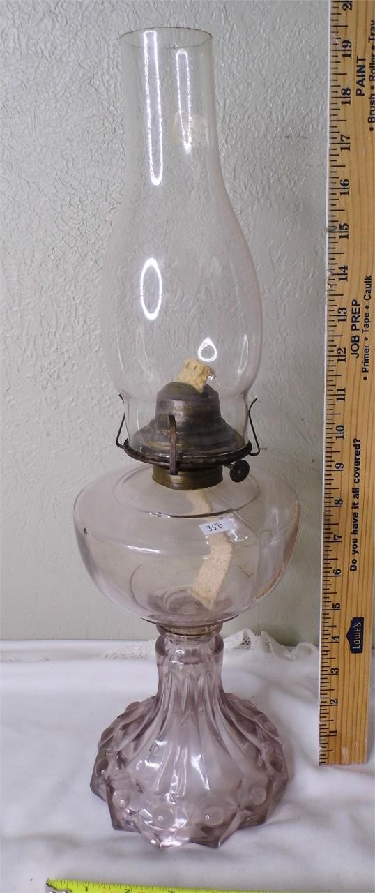 Vtg Glass Oil Lamp