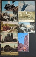 Group of Train Railroad theme postcards