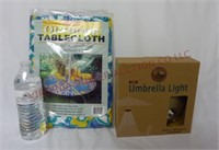 60" Round Outdoor Tablecloth & Umbrella Light