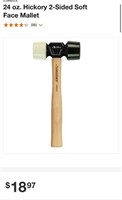 24oz hickory 2-sided soft faced mallet