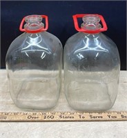 2 Vintage 1 gal Glass Beverage Jugs. NO SHIPPING