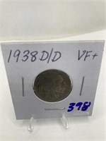 1938-D/D Buffalo Nickel VF+