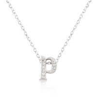Round .34ct White Topaz Initial P Necklace