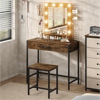 33W Vanity Desk Set  LED  Rustic Brown