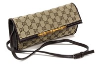 GUCCI GG CANVAS BAMBOO BAR CLUTCH