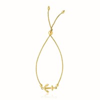 14k Gold Anchor Design Adjustable Lariat Bracelet