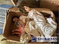 BOX OF DOLLS AND CHILD TOYS